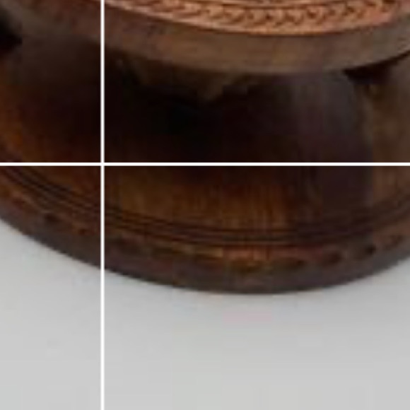 Wooden Basket Style Round Carved Rosewood Collapsible Bowl Round - Picture 4 of 4